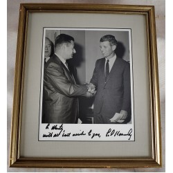 Framed Photograph of U.S. Senator Robert F. Kennedy with Morton Bahr (Signed by Edward "Ted" Kennedy)